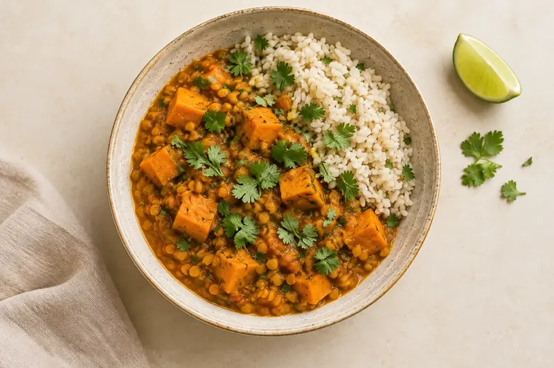 Rotes Linsen-Curry mit Süßkartoffel