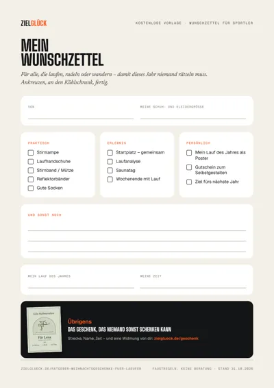 Vorschau der Vorlage Wunschzettel für Sportler